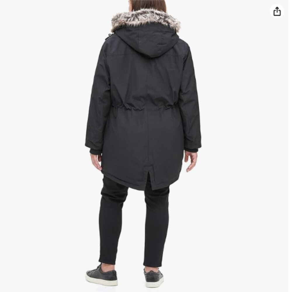 Levi's Women's Faux Fur Lined Hooded Parka Jacket  Sz 3X - Black - Picture 3 of 5